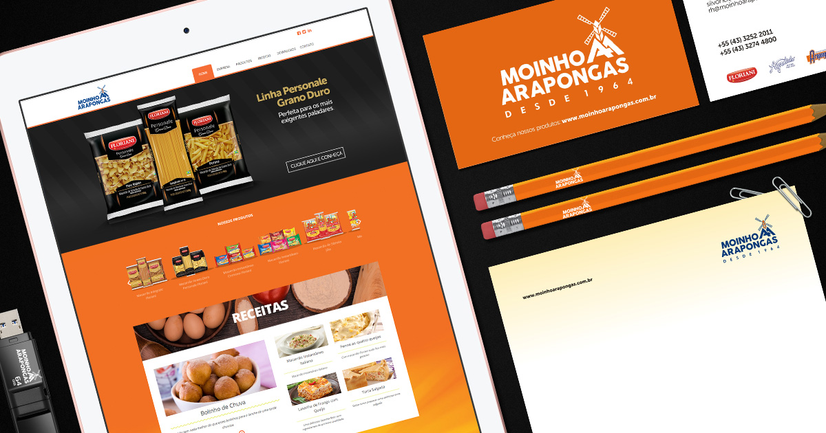 Moinho Arapongas - Logotipo, Site e Papelaria